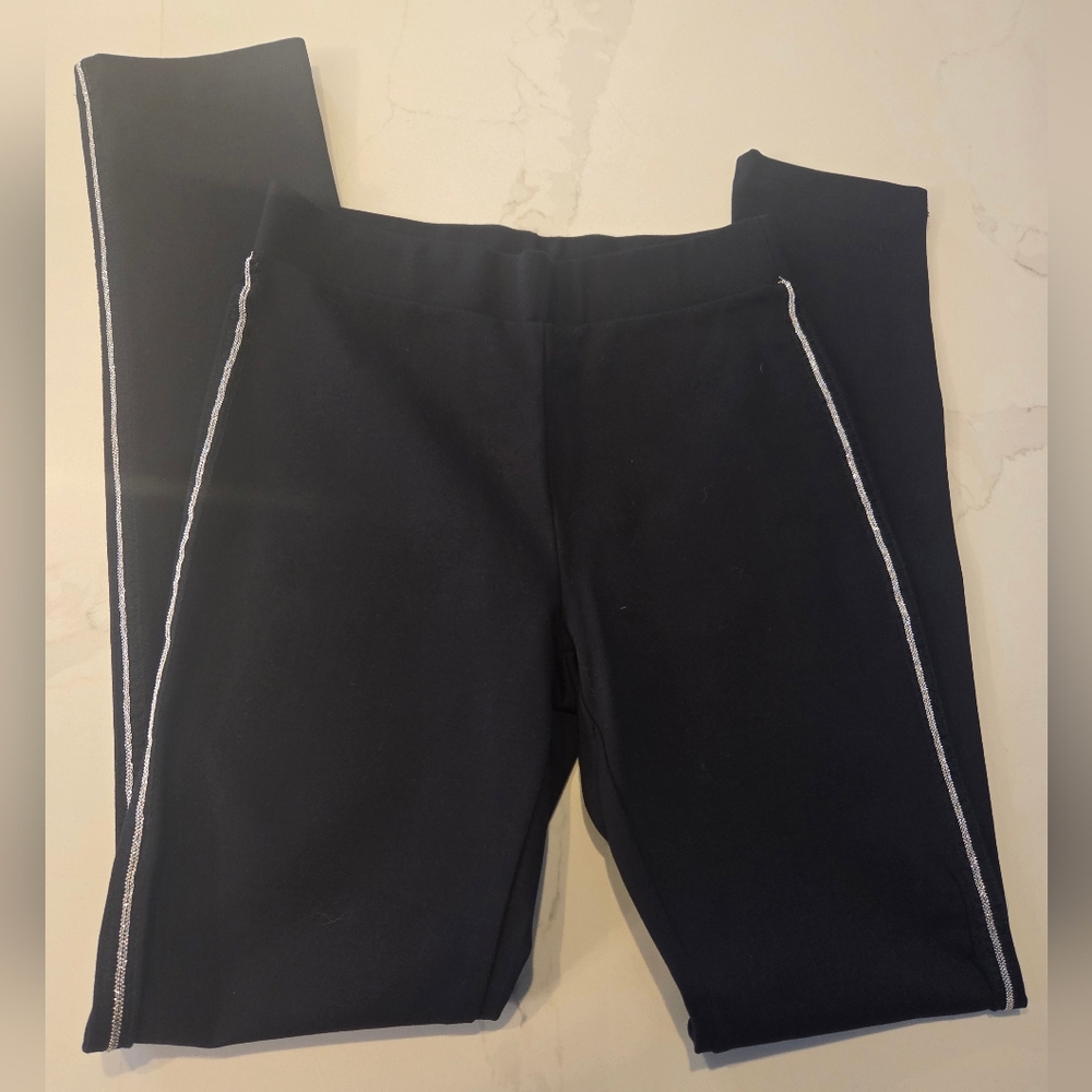 Business Whimsigoth Leggings with Silver Double Pinstripe Trim